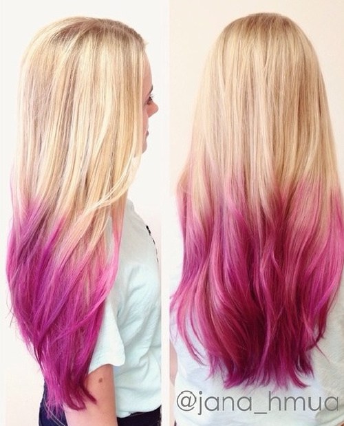 Blond and pink hair