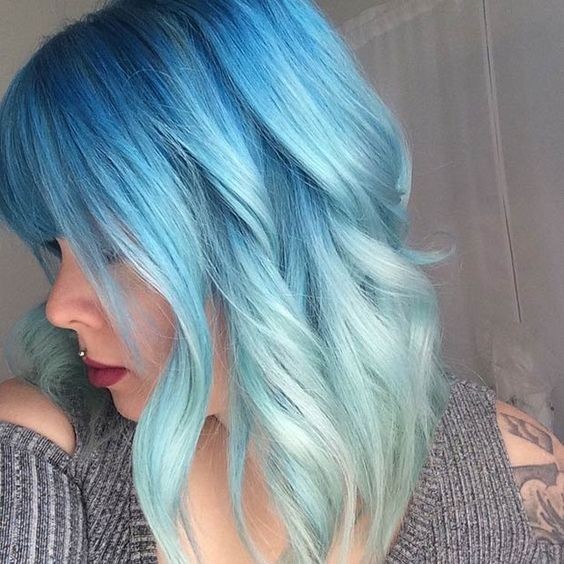 Blue hairstyles for hair length - hair color ideas for bold women
