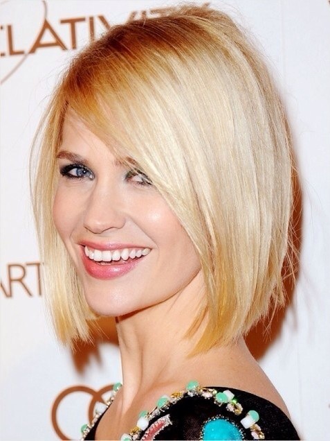 Short haircuts Bob for long face: January Jones blonde hair
