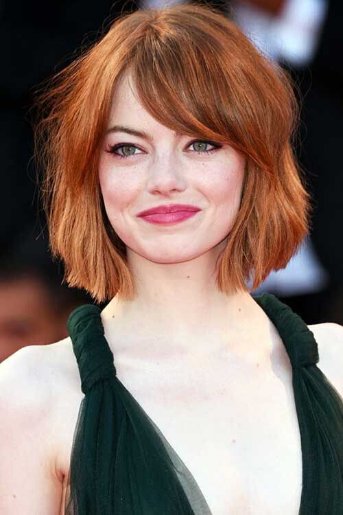 Sharp, medium straight hairstyles