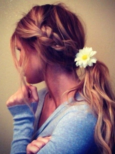 A braid with a horse's ponytail for summer