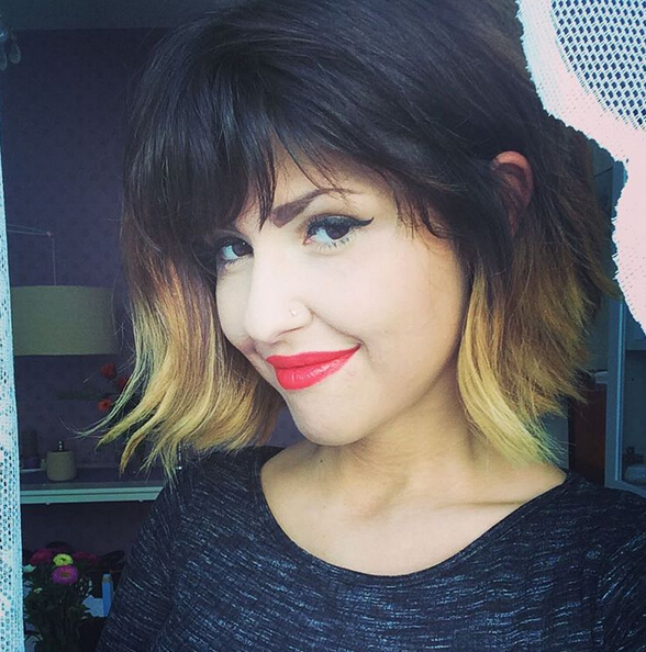 Bright Bob hairstyles with bangs - texture and color -harmony!