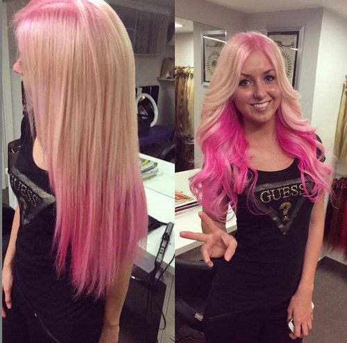 Bright pink hair