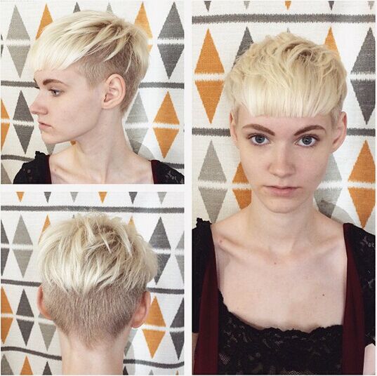 Unofficial short blond hair styles with sharp bangs