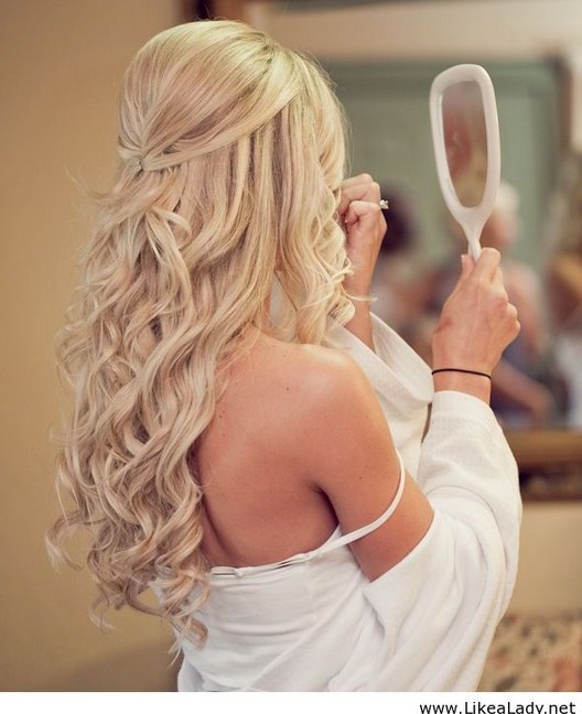 Stylish half hairstyles down for the wedding - bride hairstyles 2015