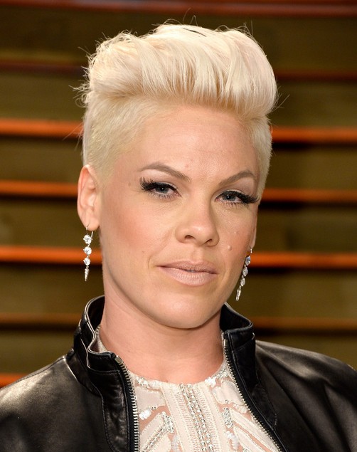 Short short hairstyles Fauxhawk for older women: pink haircut
