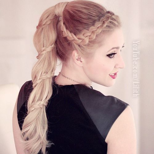 Crown braid and a horse horse tail