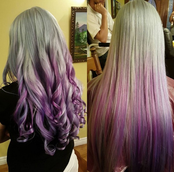 Distinctive hair and straight hair for long hair - purple ideas ombre