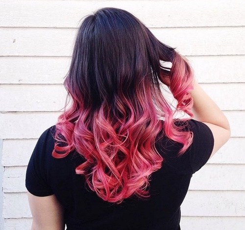Black and pink curly hair