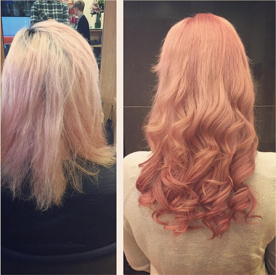 Curd, long hairstyle for pink hair