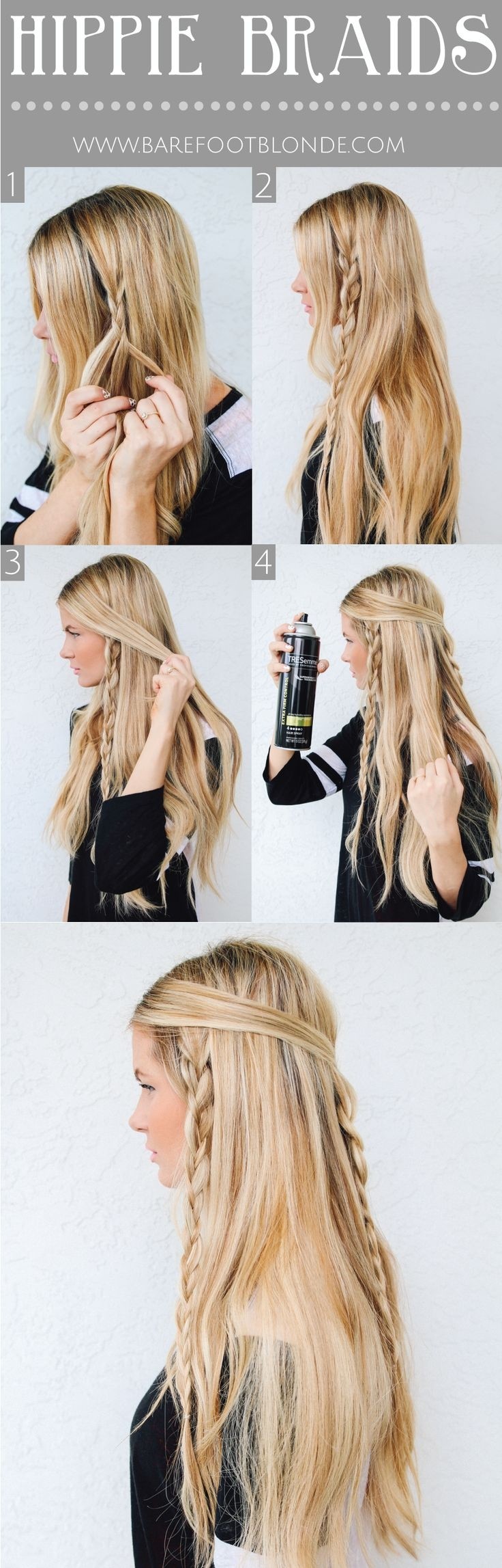 Teaching gentle and easy hairstyle for long hair: hobby braids