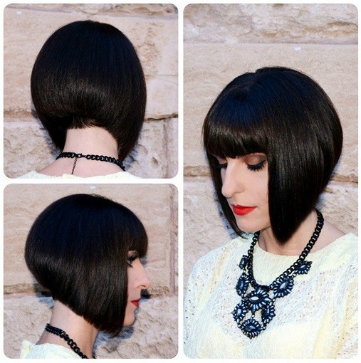 Cute, Easy Short Stacked Bob Haircuts for Blunt Bangs