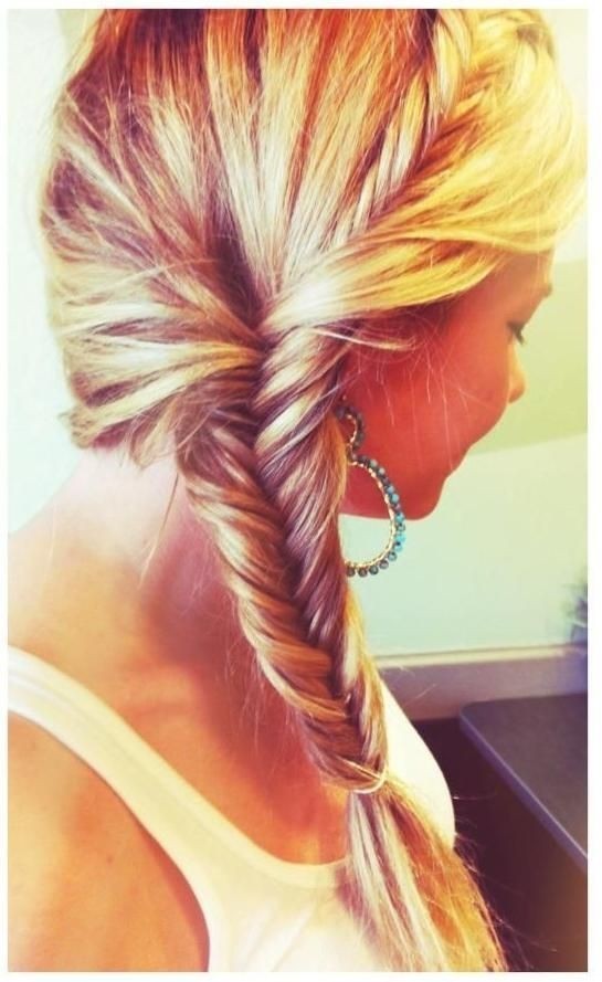 A braid hairstyle from a gentle French tail - side hair styles of medium hair