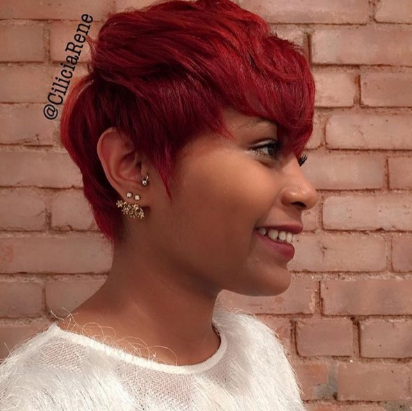 Beautiful hairstyle, red pixie