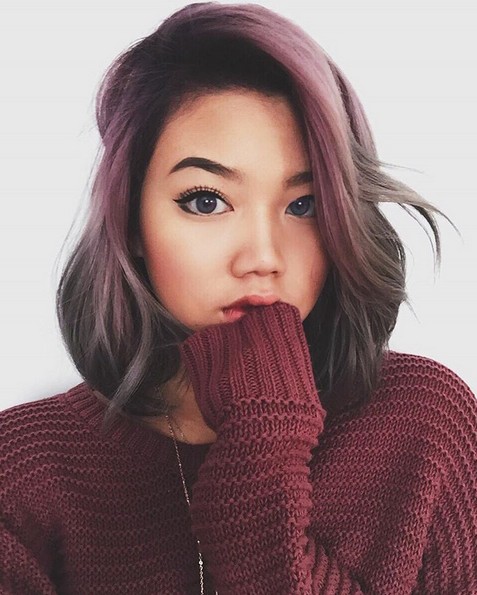 Cute pink and red gray with medium hair- beautiful hairstyles for girls