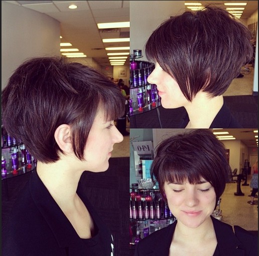 Simple hairstyle with sharp bangs - hair styles for women and girls
