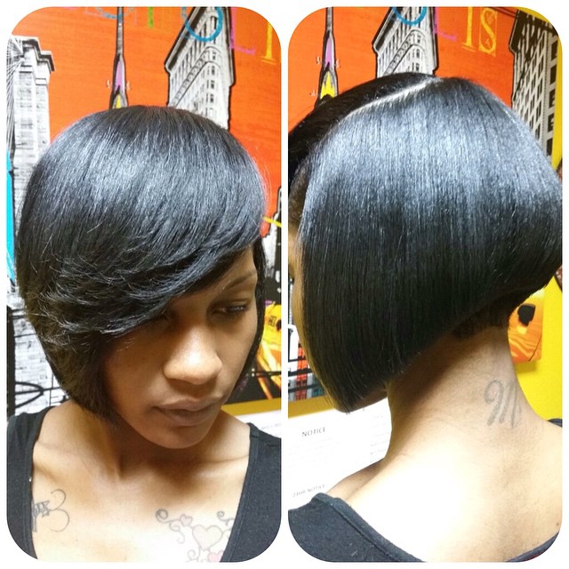 Bob Pop Power hairstyle with bangs for black women