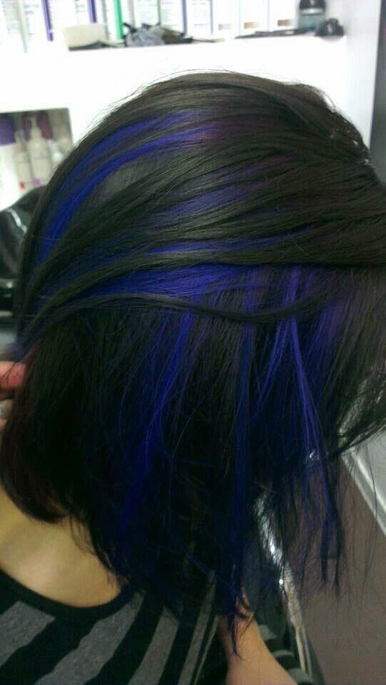Dark black hair with the most prominent blue