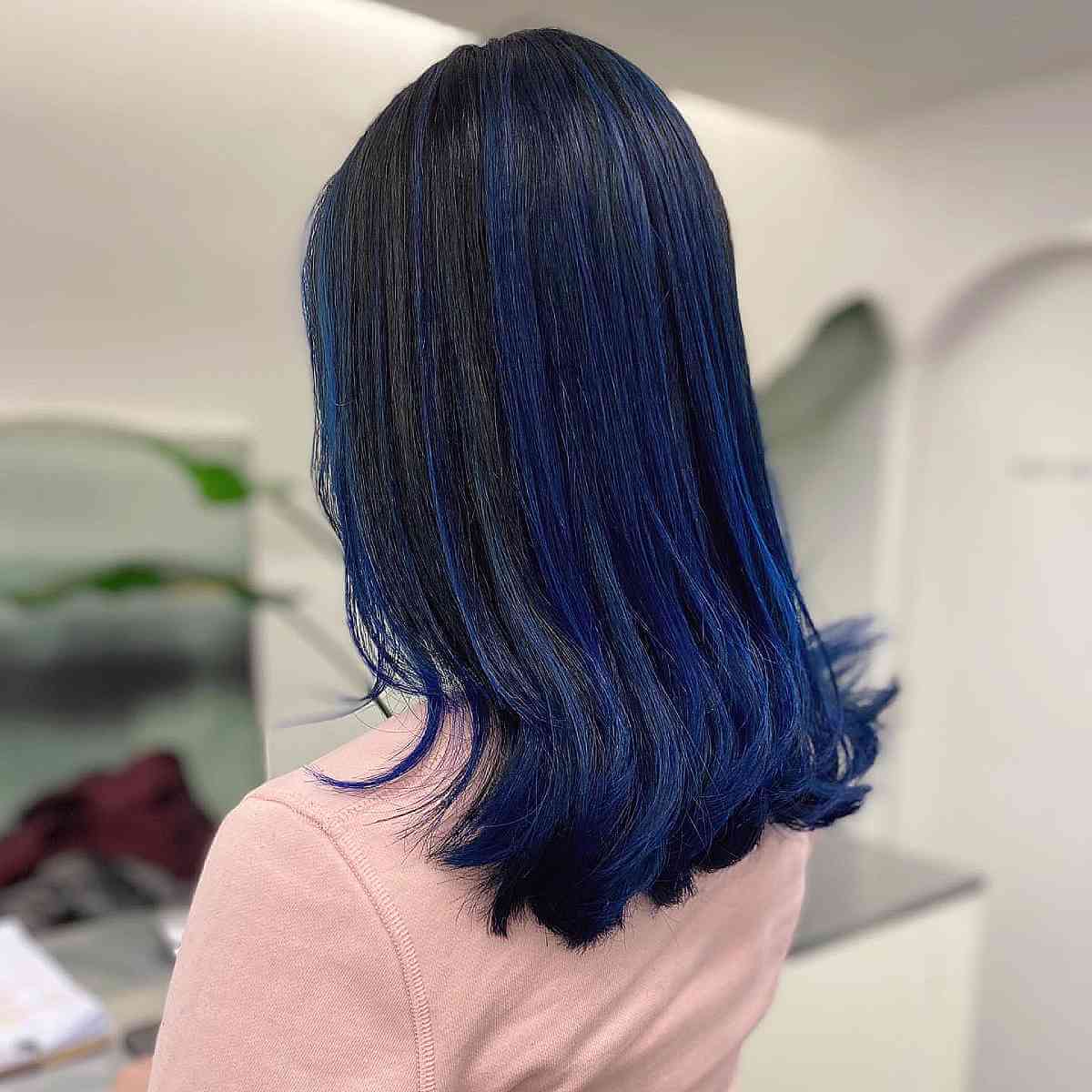 Black and dark blue highlights
