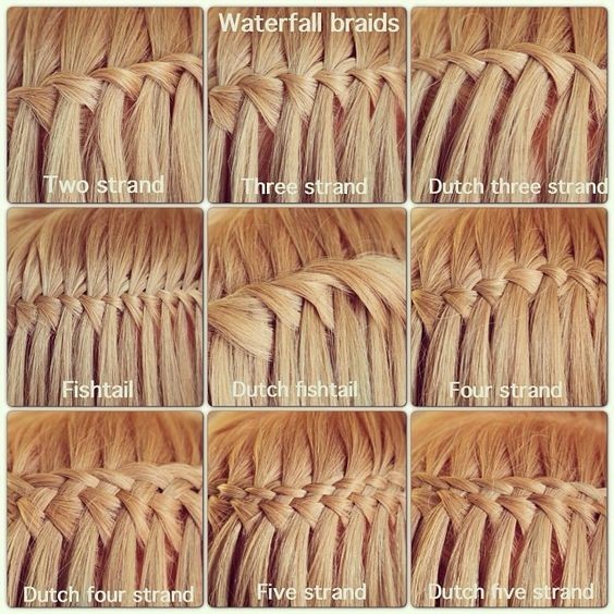 Different types of waterfall braid