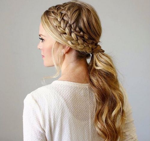 Double side braid to drive a ponytail