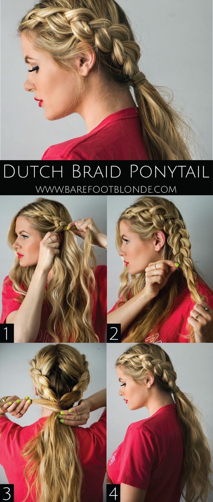 Dutch braid ponytail: teaching a loose brake hairstyle for long hair