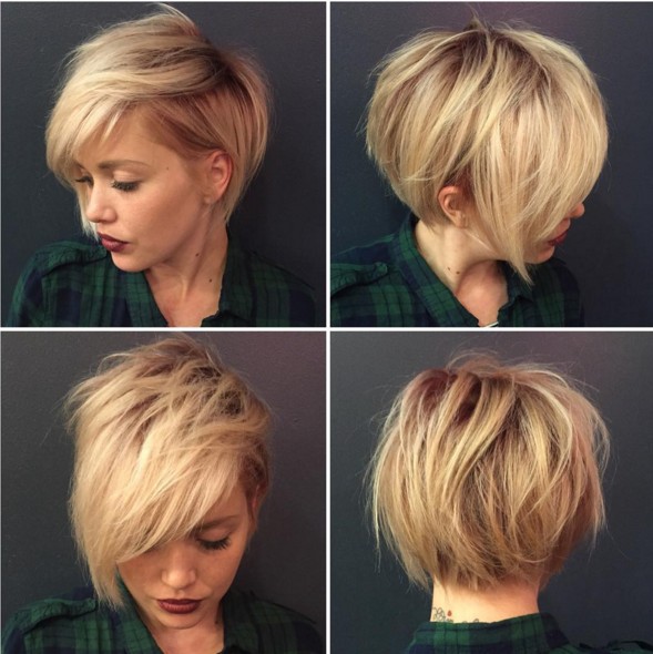 Easy, daily hairstyles for women short hair - shaggy, blonde short hairstyle
