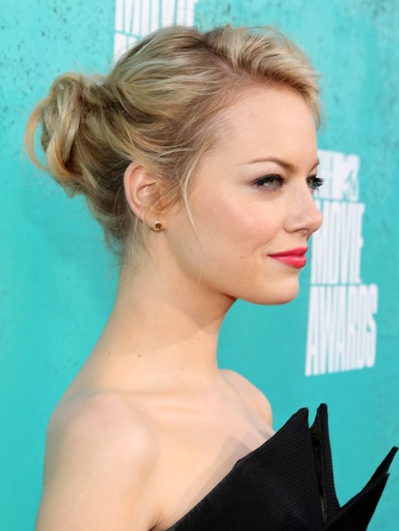 Emma Stone Updo Hairstyles for Medium Hair