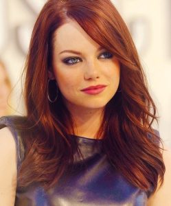 Emma Stone’s Long Hairstyles: Red Straight Hair