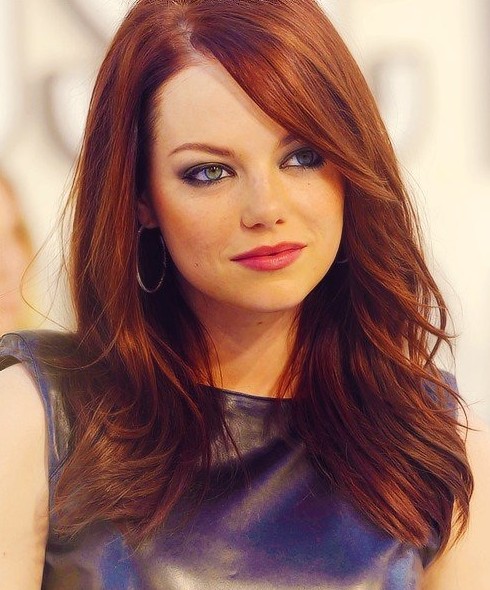 Emma Stone’s Long Hairstyles: Red Straight Hair