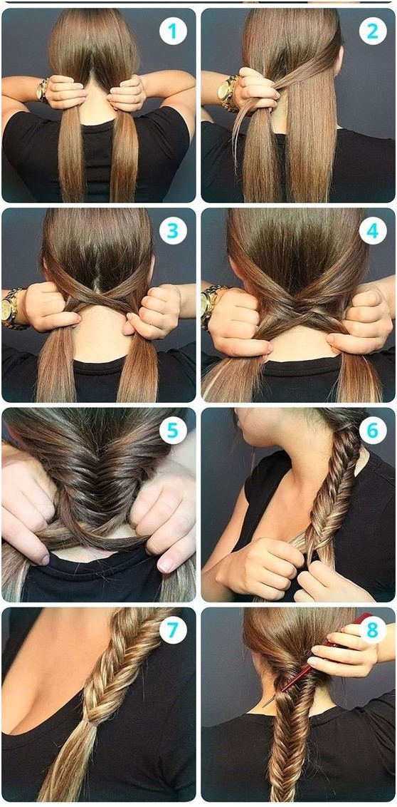 Fish tail brand hairstyles: long straight hair trends