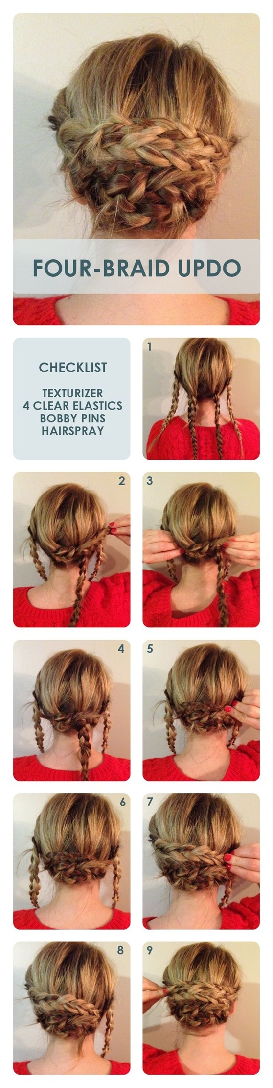 Four Braid Bun Updos: UPDO Hairstyle Tutorial