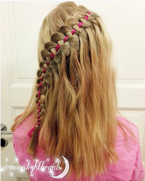 The braid of a waterfall is four ropes with a tape