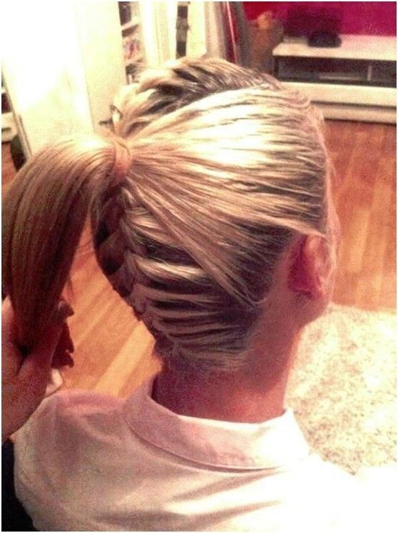 French braid at the back and on top with a ponytail at the back