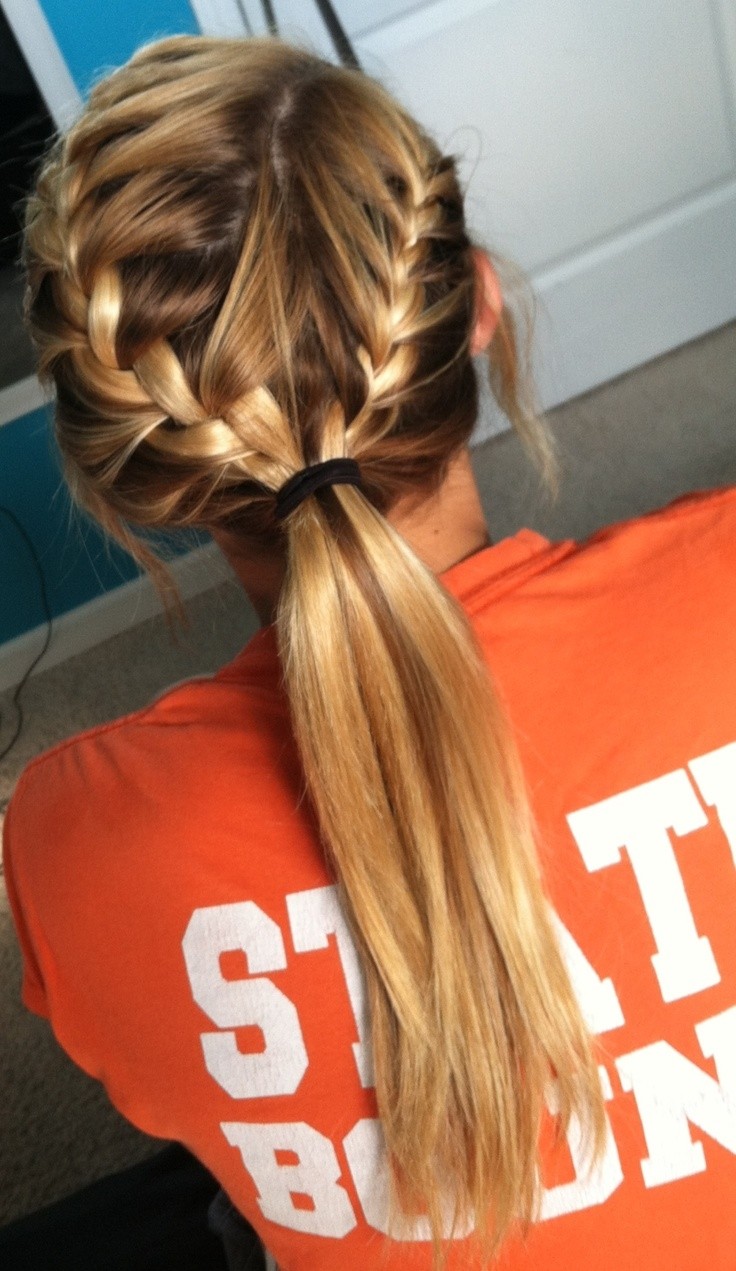 French braid in a low ponytail