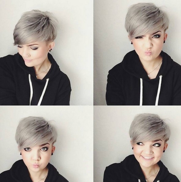 Cutting gray -layer pixels - short hairstyles for the round face shape