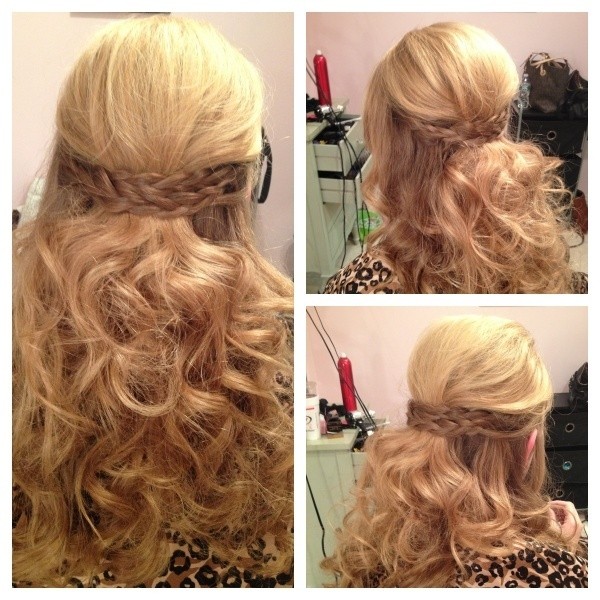 Half a braid and hair curl: long hairstyles ideas are curly for the dancer party