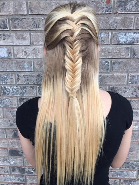 Half hairstyles with a fishtail brake - long hairstyle ideas
