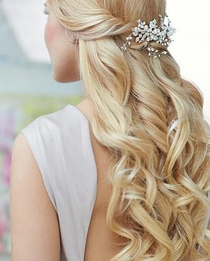Half wedding hairstyles down with hair accessories