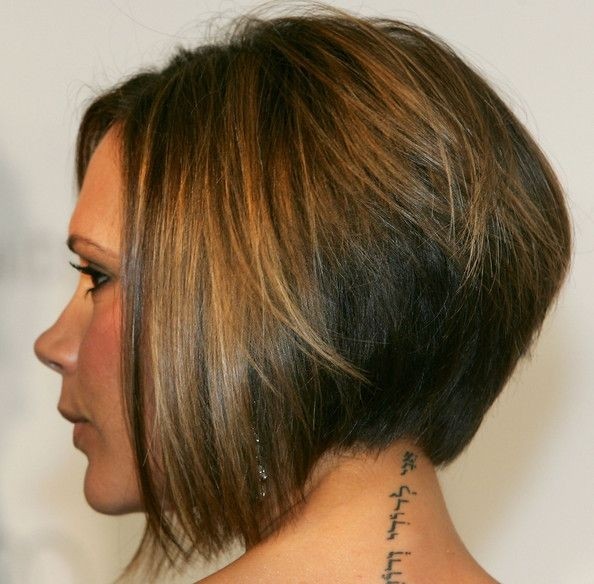 Inverted Bob for straight hair: Victoria Beckham shave