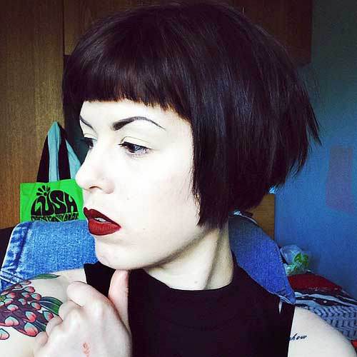 Inverted bob with short bangs