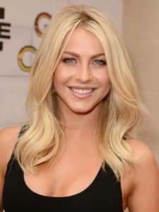 Julianne Hough Blonde Medium Wavy Hairstyle for Layers
