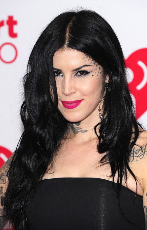 Kat Von D Black Tousled Layers Long Hairstyle