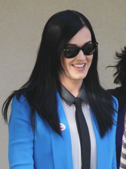 Katy Perry Black Sleek Long Straight Hairstyle