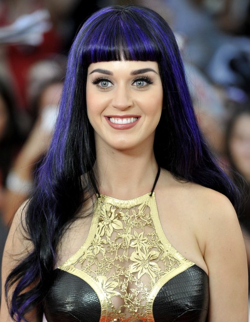 Katy Perry Trendy Violet Long Hairstyle