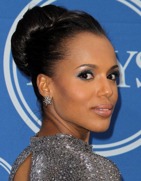 Kerry Washington Hairstyles: Updos Classic High Bun Updos