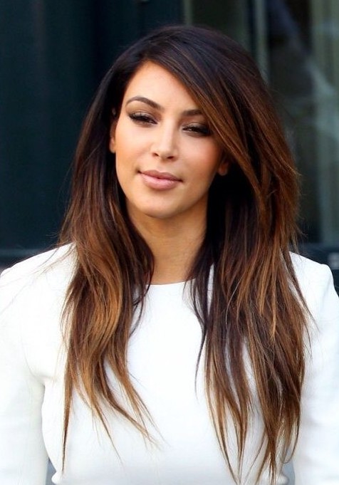 Long hairstyles Kim Kardashian: Omper's hairstyles for straight hair