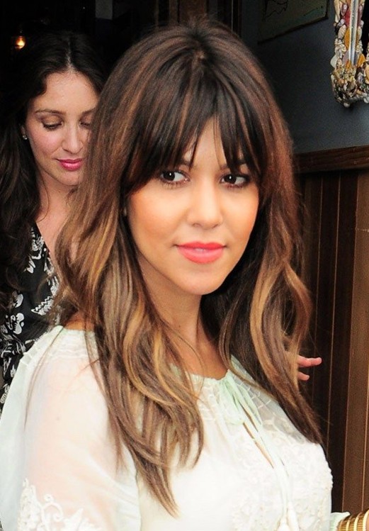 Kourtney Kardashian Hairstyles –Long Straight Hair with Bangs