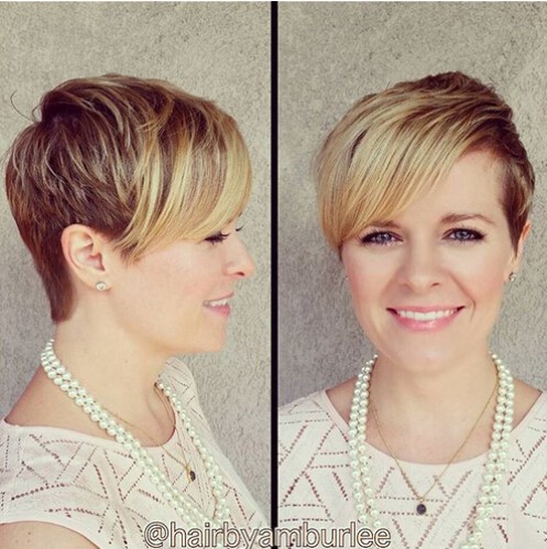 Short hairstyle with layers with long side bangs - short haircut