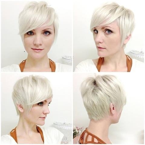 Light blonde haircuts for side bangs: side, front and back view
